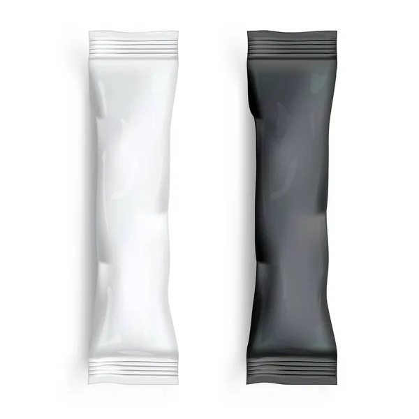 Glänsande folie Stick Pack för kaffe, socker eller salt — Stock vektor