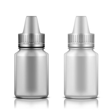 Göz damlası için beyaz ve gümüş plastik şişe