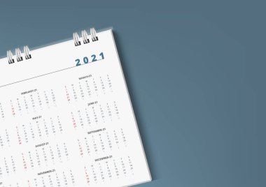 3B Üst Görünüm Beyaz Takvim 2021 Planlama