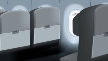 Yolcu Uçağı Konforlu Koltuğu Olmayan 3D Gerçekçilik