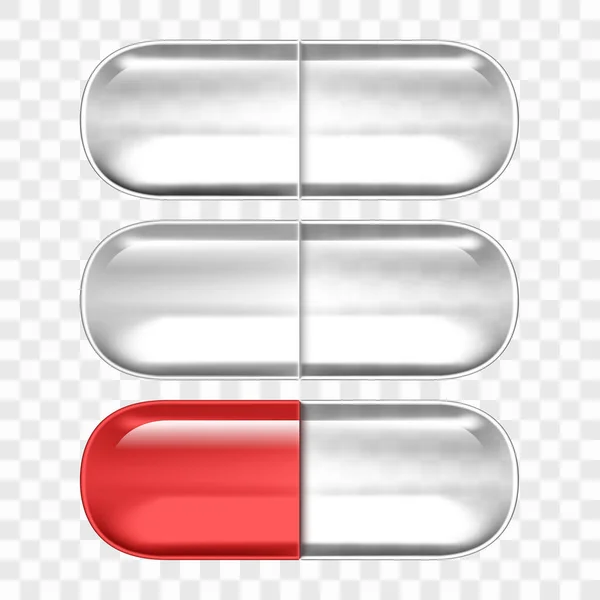 Üres tabletták Kapszulák izolált Átlátszó hát — Stock Vector