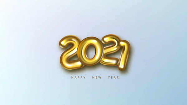 Tarjeta de felicitación de año nuevo de los números 3D Gold 2021 — Vector de stock