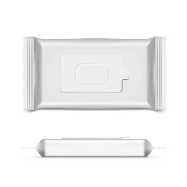 Реалістичні білі вологі серветки Пластиковий пакет Набір — стоковий вектор
