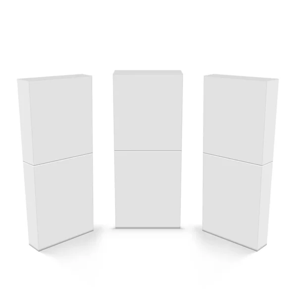 Tres blanco 3D corte en medio cajas — Vector de stock