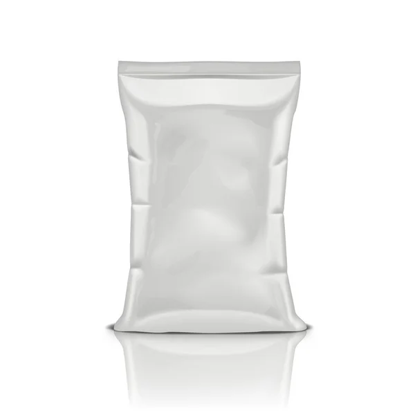 Sac en plastique blanc Snack Package isolé sur blanc — Image vectorielle