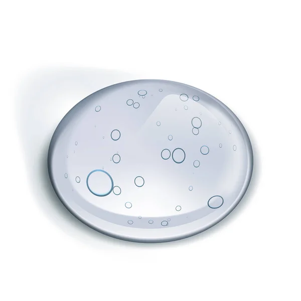 Gota de gel líquido transparente con burbujas en la espalda blanca — Vector de stock