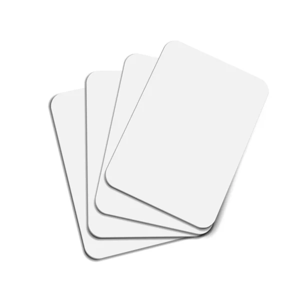 Vier leere Geschäfts- oder Pokerkarten auf Weiß — Stockvektor