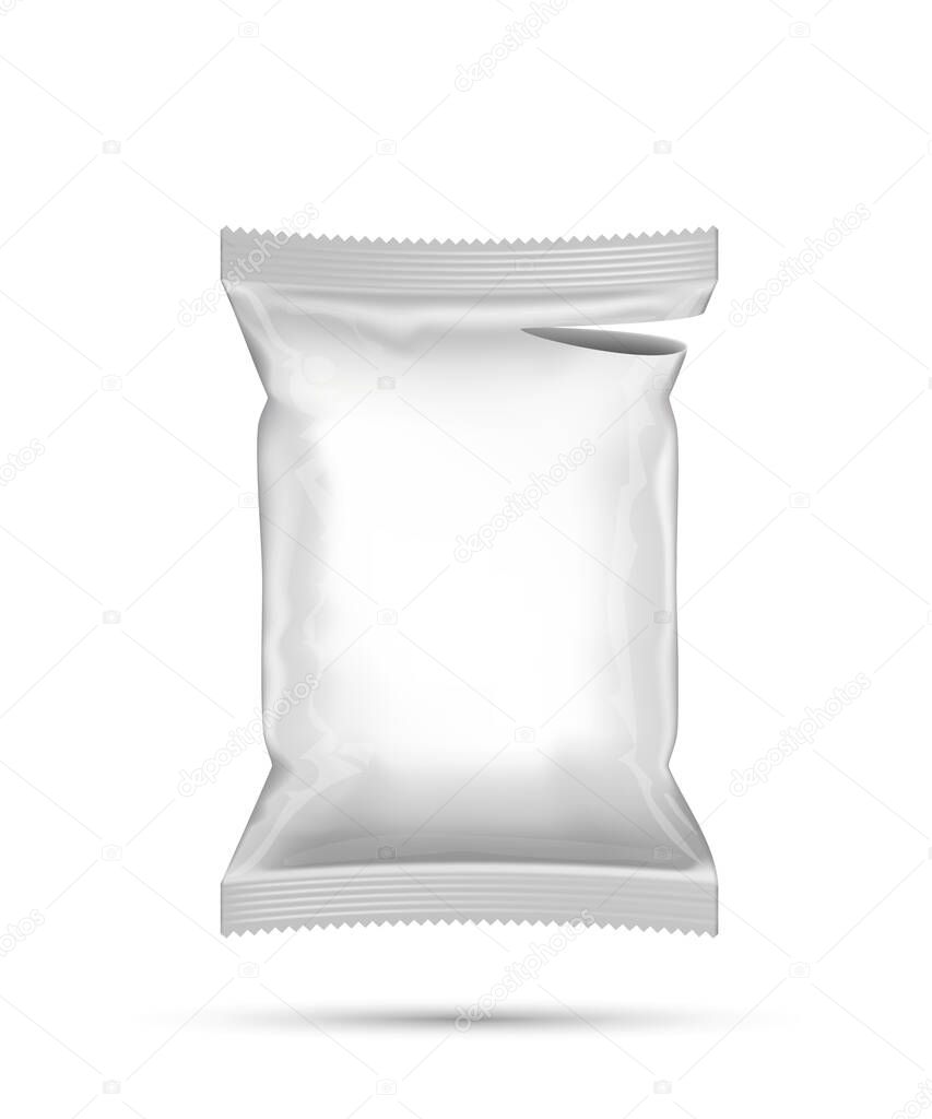 Blank Open Plastic Foil Bag Food Packaging Mockup