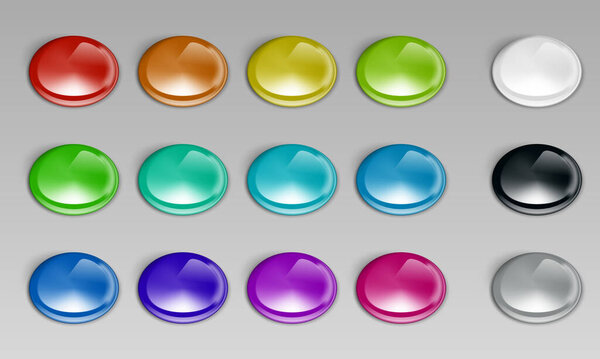 3D Colorful Glossy Badge Or Button Set