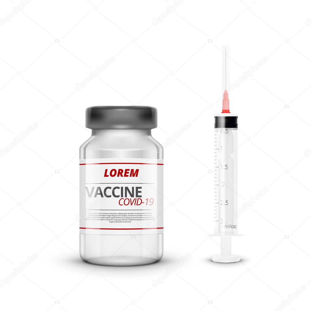 3D Bottles With All COVID-19 Vaccines And Syringe