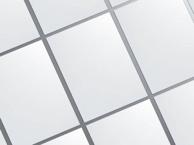 A4 A4 'ün birçok boş portresi gri üzerine izole edilmiş. EPS10 Vektörü