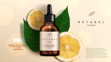 Doğal Güzellik Cilt yağlı C vitamini dilimlenmiş limon konsepti. EPS10 Vektörü