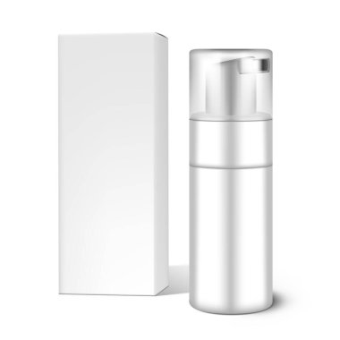 İçinde köpük ve karton kutu olan beyaz kozmetik kutusu. EPS10 Vektörü