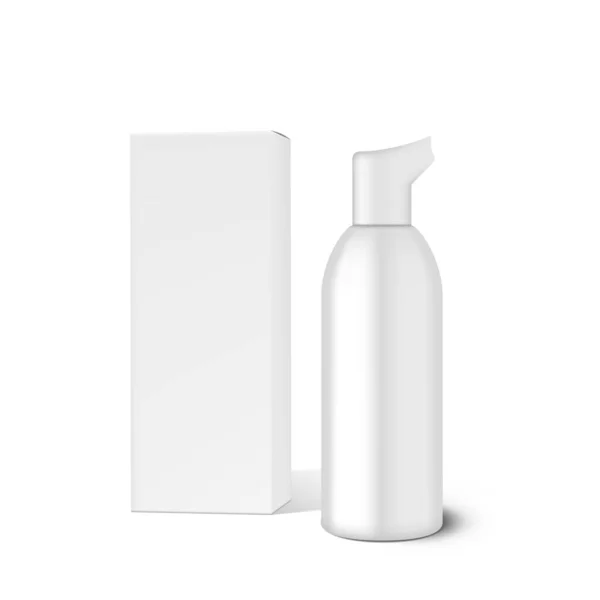 Biała Butelka Kosmetyczna Musem Pudełkiem Tekturowym Wektor Eps10 — Wektor stockowy