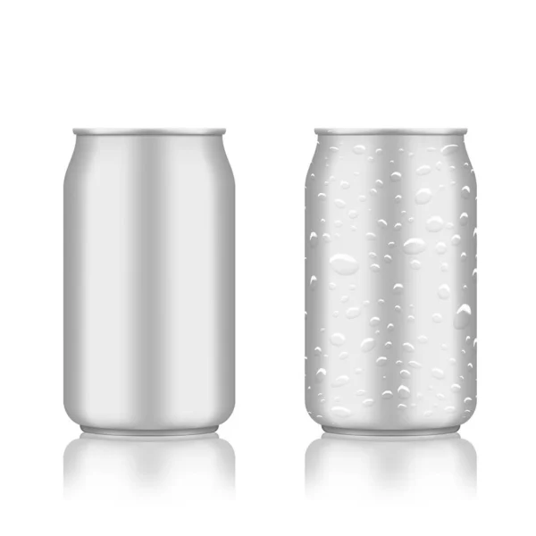 Warm Cold Clear Aluminum Cans Isolated White Eps10 Vector — Stock Vector