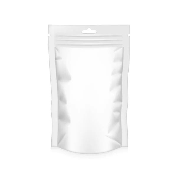Átlátszó Fehér Tasak Fólia Műanyag Csomagolás Cipzárral Eps10 Vektor — Stock Vector