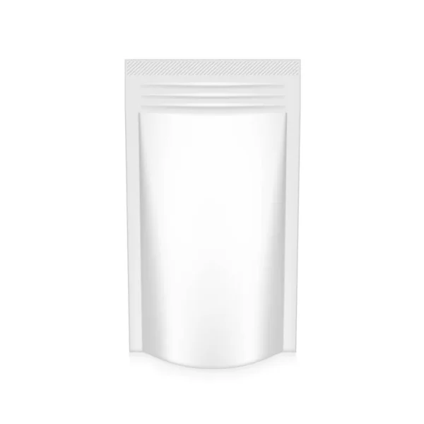 Clear White Pouch Foil Plastic Verpakking Met Ritssluiting Eps10 Vector — Stockvector