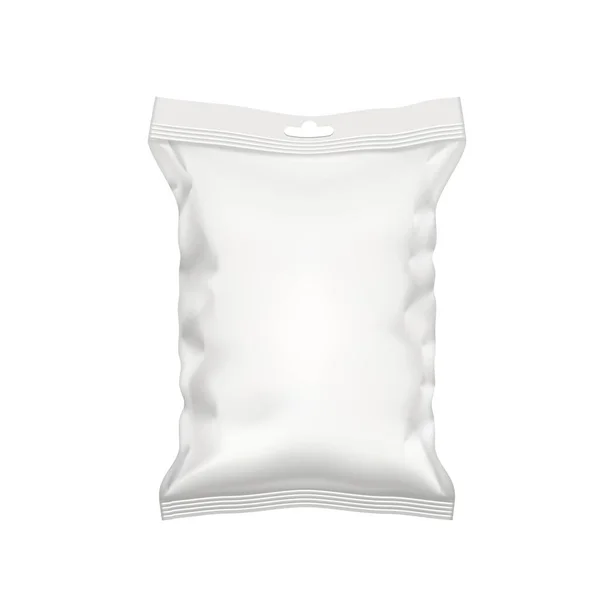 Emballage Blanc Sac Collation Nourriture Feuille Blanche Avec Trou Suspendu — Image vectorielle