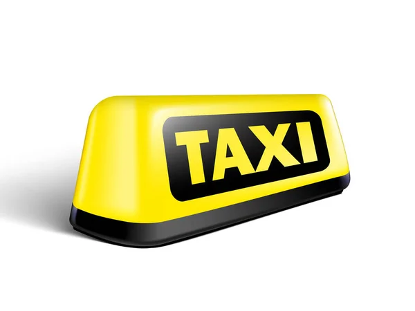 Yellow Glowing Taxi Automobile Sign Shadow Isolated White Background Eps10 — Stock Vector