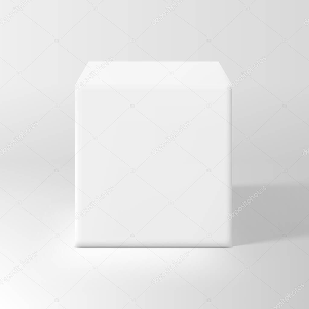 3D White Box With Shadow Isolated On Background. EPS10 Vector