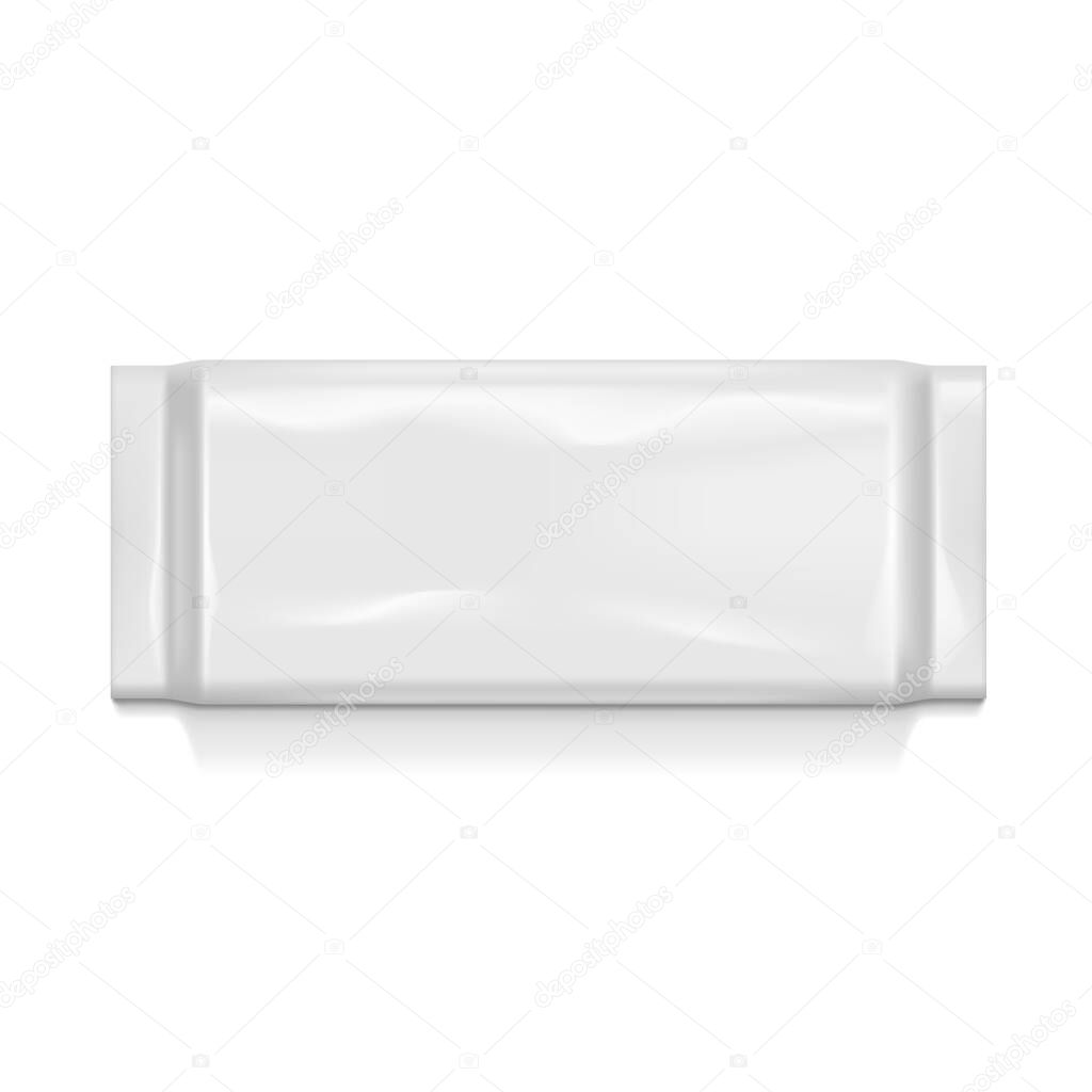 3D White Glossy Snack Packaging With Shadow. EPS10 Vector