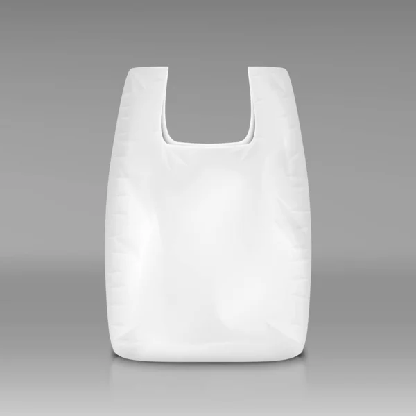 3Dホワイトクリア使い捨てプラスチックショッピングバッグ — ストックベクタ