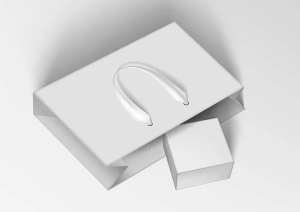 Sac à provisions en papier blanc avec boîte cadeau dedans — Image vectorielle