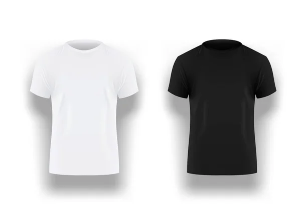 Hommes T-shirt noir et blanc avec manches courtes — Image vectorielle