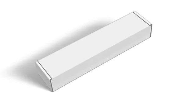 Imballaggio lungo scatola bianca di carta bianca 3D — Vettoriale Stock