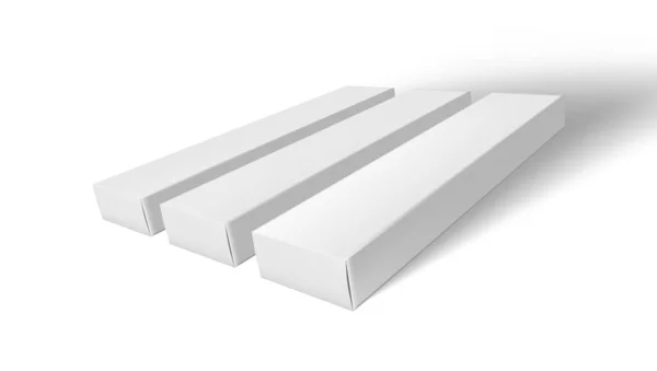 Caja cerrada de cartón larga blanca 3D con sombra — Vector de stock