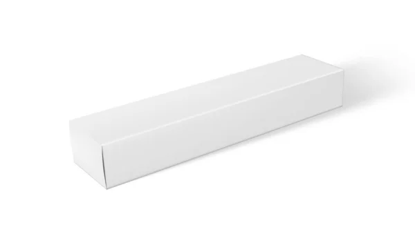 Caja cerrada de cartón larga blanca 3D con sombra — Vector de stock