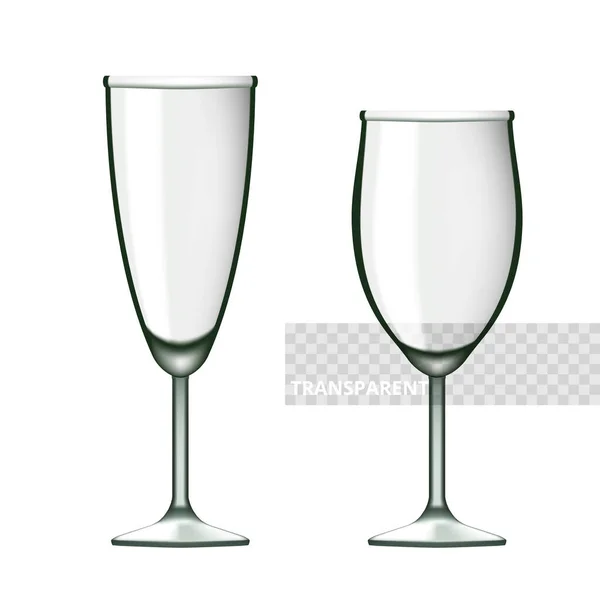 3D Transparante lege wijn en champagneglas — Stockvector