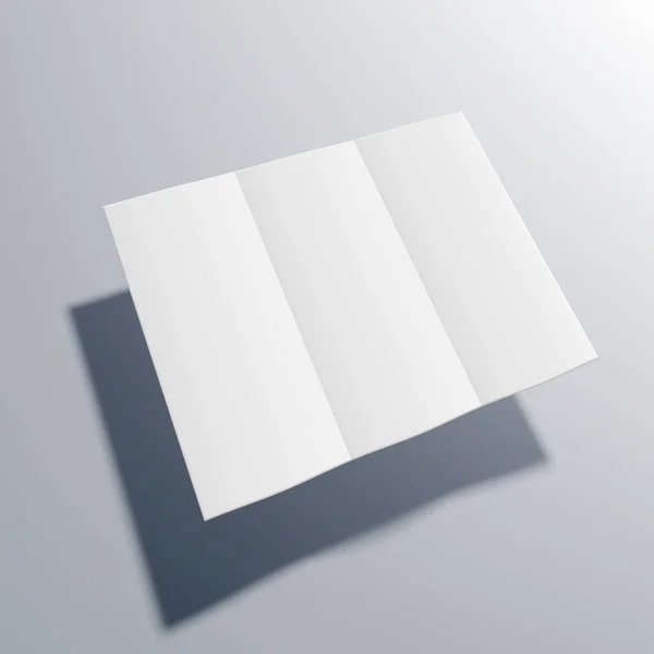 Folheto quadrado em branco aberto de três dobras ou folheto — Vetor de Stock