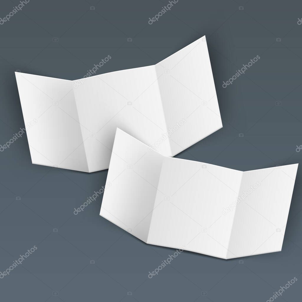 Square Blank Open Three Fold Brochure Or Leaflet
