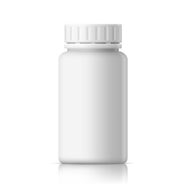3D Gerçekçi Beyaz Parlak Tıbbi Plastik Şişe