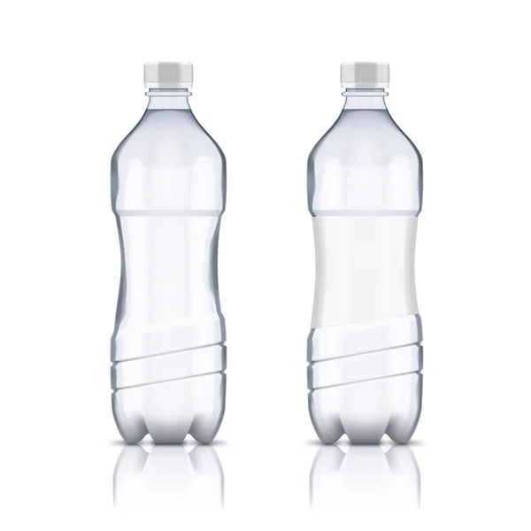 Bouteille d'eau claire en plastique avec et sans étiquette — Image vectorielle