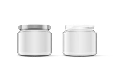 Beyaz kapaklı parlak cam kavanozu aç ve kapat