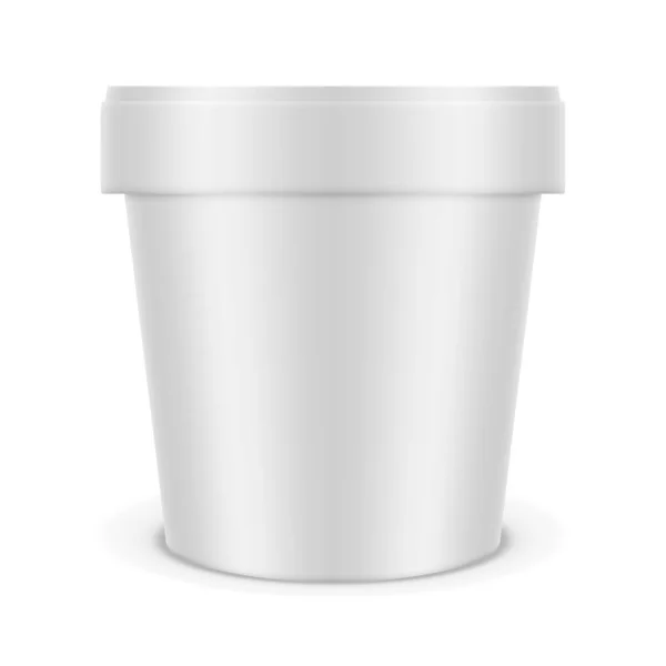 Paquete redondo blanco 3D de la taza del helado — Vector de stock