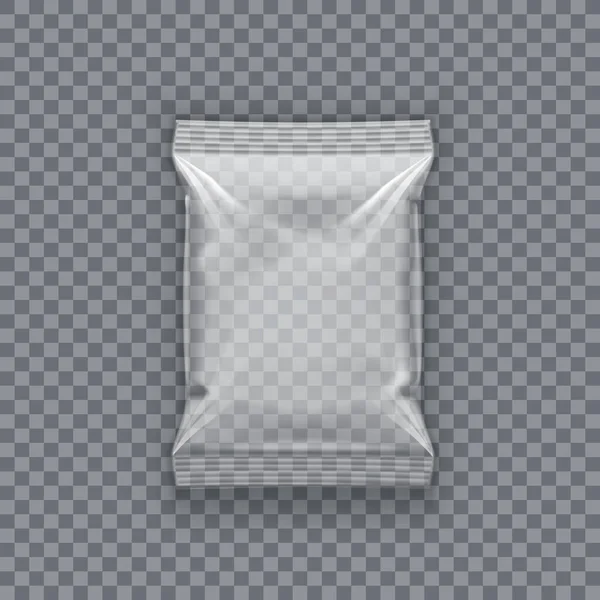 Прозрачная упаковка пищевых подушек, изолированная сзади — стоковый вектор