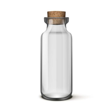 3 Boyutlu Boş Cam Kavanozlu Mantar Kapaklı