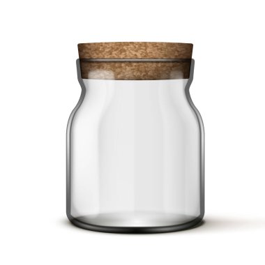 3 Boyutlu Boş Cam Kavanozlu Mantar Kapaklı