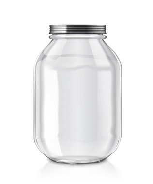 Boş Cam Kavanozu Temizle Beyaz Arkaplanda İzole Edildi