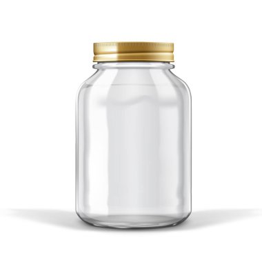 Boş Cam Kavanozu Temizle Beyaz Arkaplanda İzole Edildi