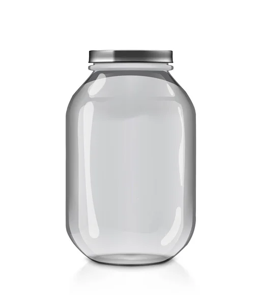 Frasco de vidro vazio claro isolado no fundo branco — Vetor de Stock