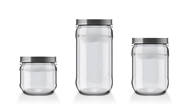 Clear lege transparante glazen pot met metalen dop — Stockvector