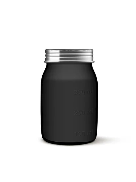 Jar preto 3D com medição de mililitro no lado — Vetor de Stock