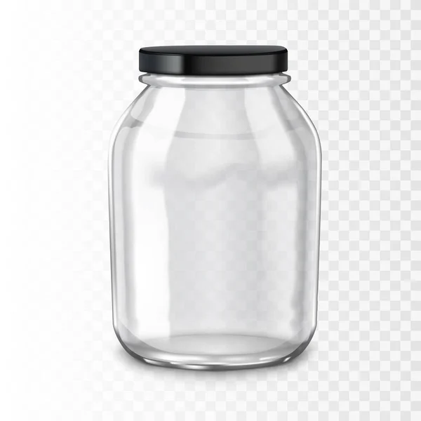 Vaso di vetro trasparente vuoto chiaro con cappuccio in metallo — Vettoriale Stock