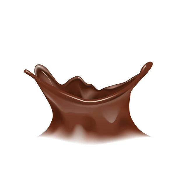 Goutte de chocolat 3D Corona Splash isolé sur blanc — Image vectorielle