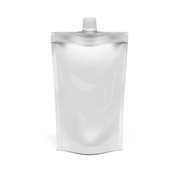 3D White Foil Doypack Food Or Drink Bag Packaging - Stok Vektor