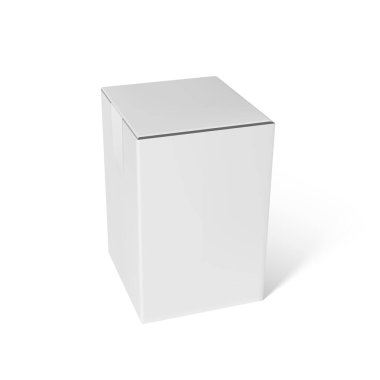 Beyaz üzerine izole edilmiş 3D beyaz karton kutu paketleme